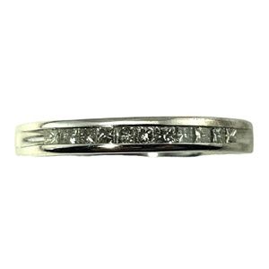Vintage 10 Karat White Gold Princess Cut Diamond Band Ring Size 5.75 #13043